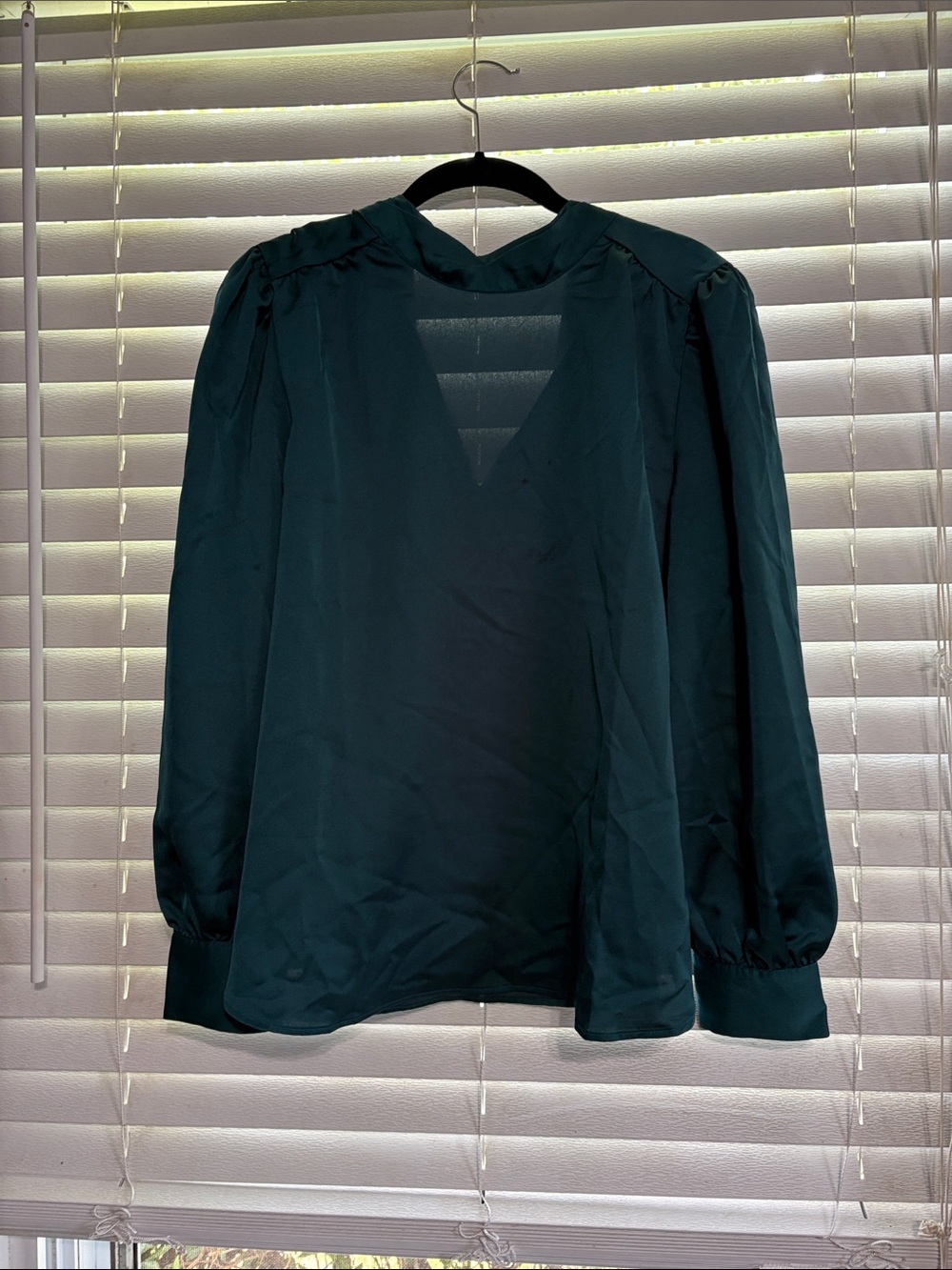LOFT Teal Long-Sleeve V-Neck Blouse